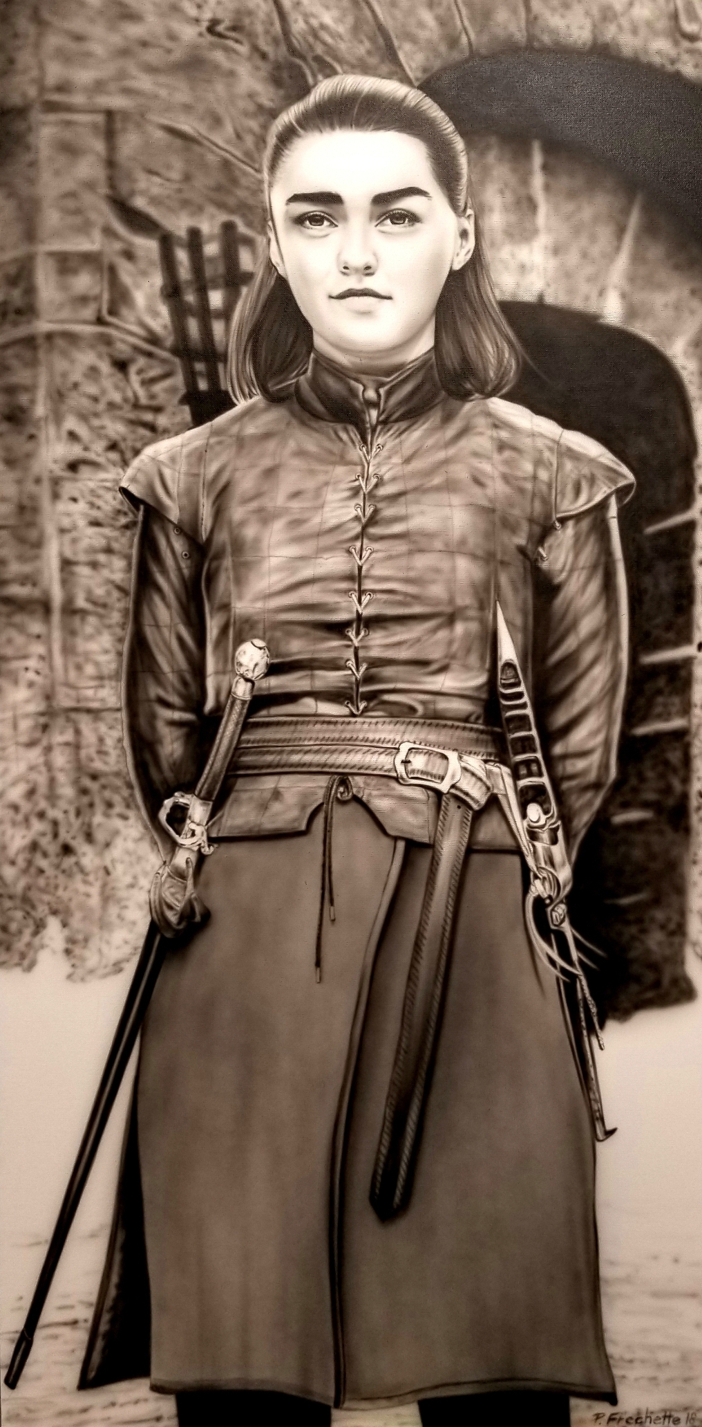 Portrait of Arya Stark of Game of Thrones by Artist Peter Frechette.