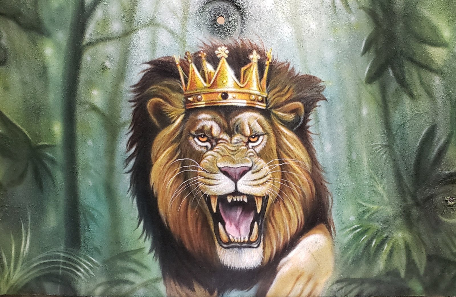 Mural Art of Lion in Jungle.