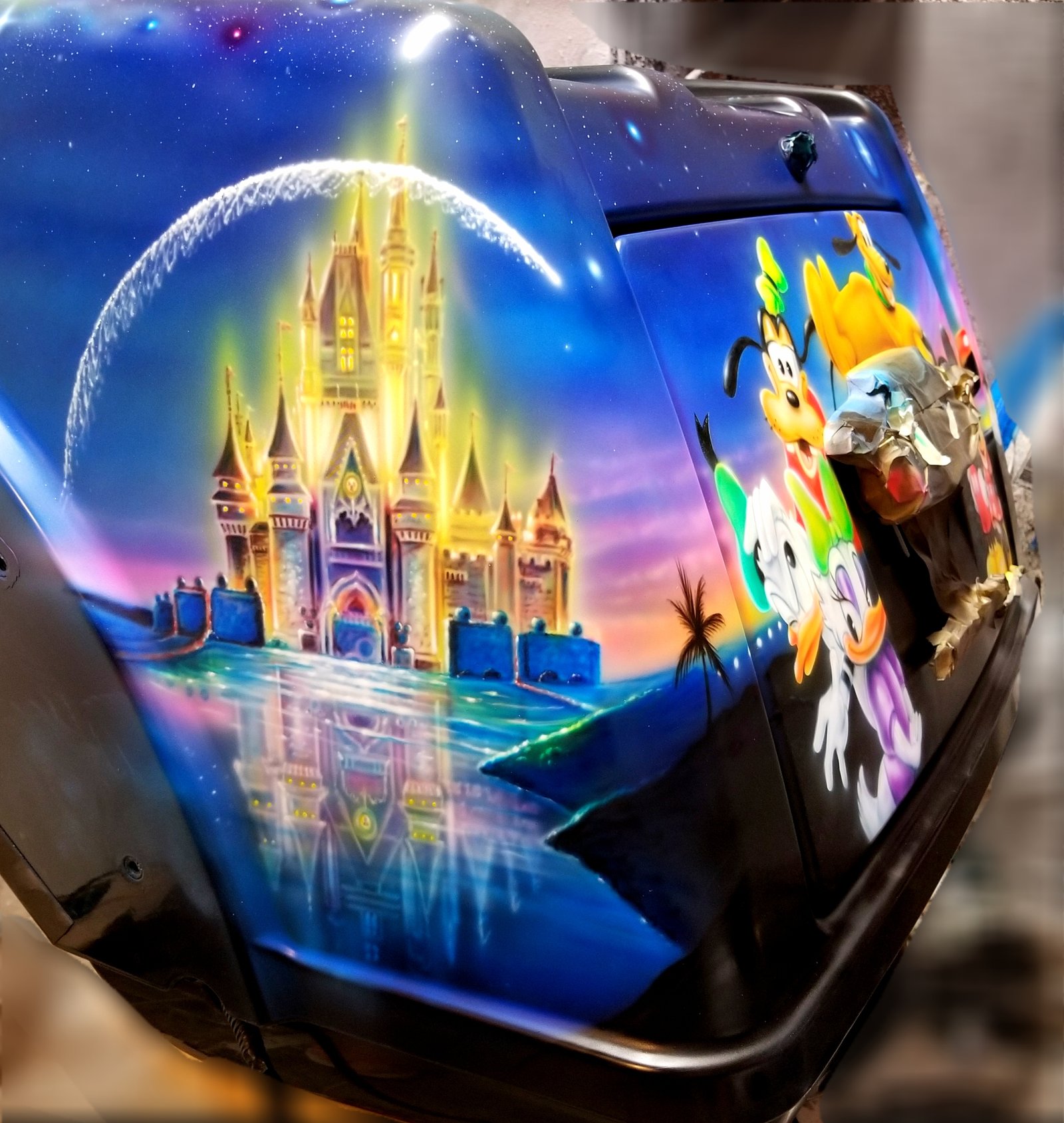 Cinderella Castle On Back of Disney Themed Motorcycle.